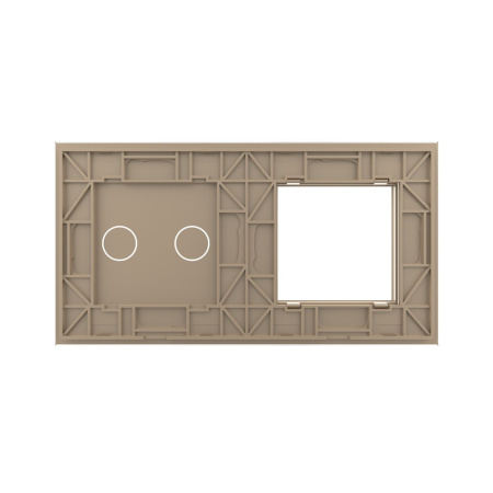 Панель для розетки и сенсорного выключателя, 2 клавиши, цвет золотой, стекло Livolo