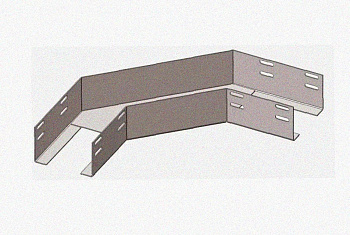 Лоток угловой перфорированный КГ 200х65-90 УХЛ1 поворот на 90, горячее цинкование, S1,2