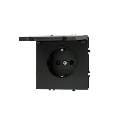 Розетка встраиваемая Voltum S70 с заземлением, защитными шторками и крышкой 16А, (титан)