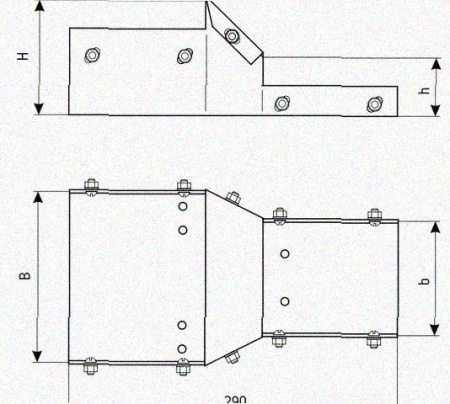 Лоток переходной замковый ЛПЗ 400х60-200х60 УХЛ1, горячее цинкование, S1,5