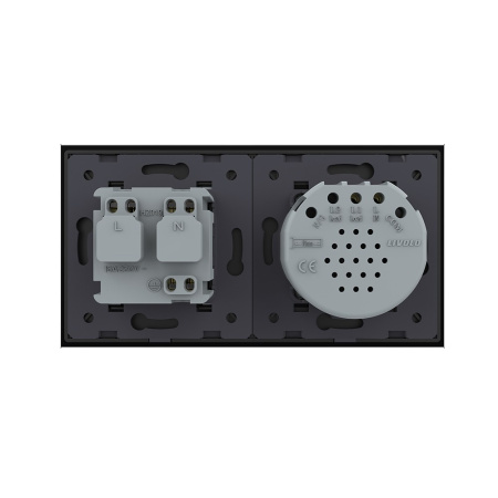 Сенсорный выключатель комбинированный на 1 линию 1 розетка 2 модуля Черный Livolo