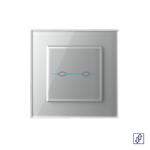 Сенсорный выключатель для жалюзи Quadro 2 клавиши 1 модуль Серый Livolo