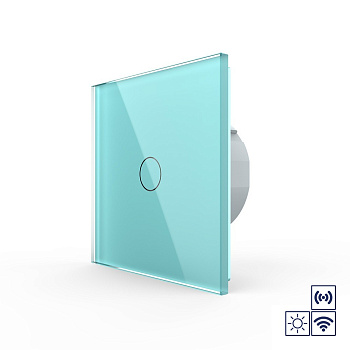 Сенсорный импульсный радиоуправляемый выключатель сухой контакт 1 клавиша 1 модуль Зеленый Livolo