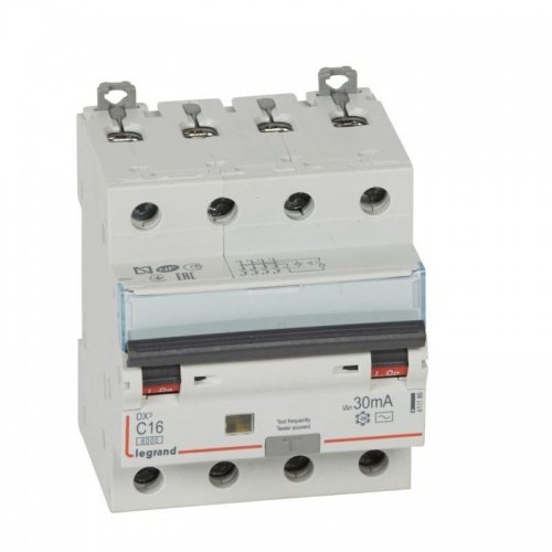 Дифференциальный автоматический выключатель 4П С 16А 30мА тип АС 10кА DX3 4мод. Legrand