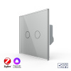 Двухклавишный проходной умный сенсорный диммер Livolo ZigBee, 1 пост, Серый VL-C702SD2Z-2IG