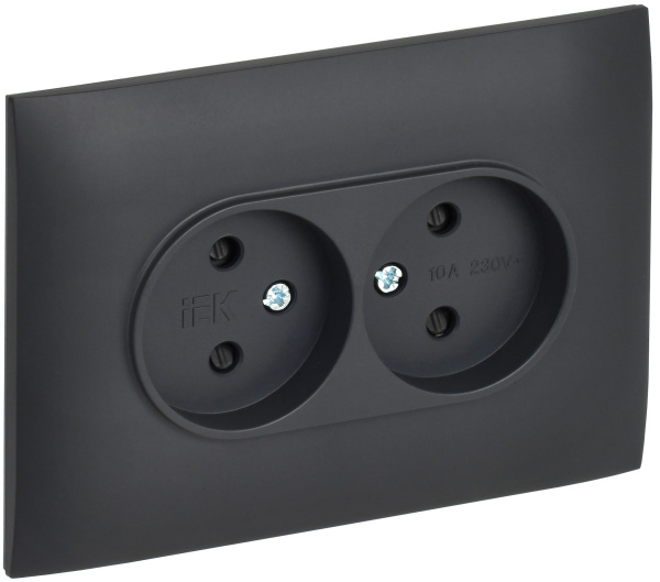 SKANDY Розетка 2-местная без заземления с защитными шторками 10А в сборе SK-R09T титан IEK