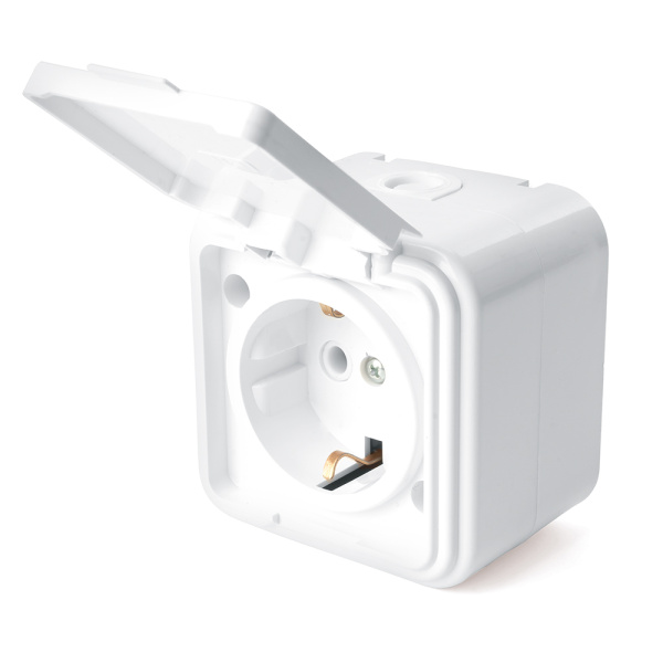 Розетка 1-местная б/з с крышкой STEKKER, PST16-20-44 (RA 16-201-Б), пластик АВС, 250В, 16А, IP44, белый Розетка 1-местная б/з с крышкой STEKKER, PST16-20-44 (RA 16-201-Б), пластик АВС, 250В, 16А, IP44, белый