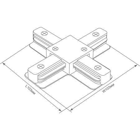 Donel X-образный токопроводящий соединитель для шинопровода, черный, пластик, 103х103 мм, серия: DN01