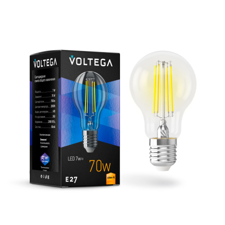 Лампа св/д E27 7Вт 2800K Прозрачный General purpose bulb E27 7W 7140 Voltega