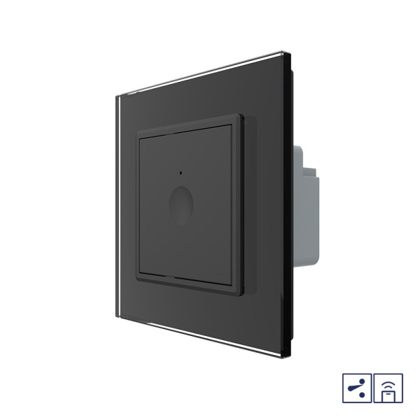 Одноклавишный проходной сенсорный выключатель Module с функцией радиоуправления, цвет черный Livolo
