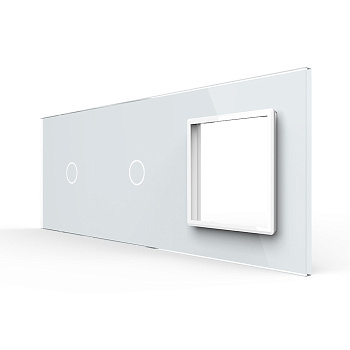 Панель тройная: 1 выключатель + 1 выключатель + 1 розетка Белая Livolo