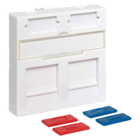 Вставка розеточная TERACOM PRO 45x45мм формат Mosaic на 2 модуля Keystone со шторками и маркерами белая EKF