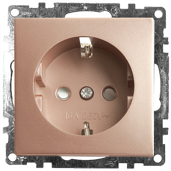 Розетка 1-местная с/з (механизм), STEKKER GLS16-7110-02, 250В, 16А с защитной шторкой, серия Катрин, шампань Розетка 1-местная с/з (механизм), STEKKER GLS16-7110-02, 250В, 16А с защитной шторкой, серия Катрин, шампань