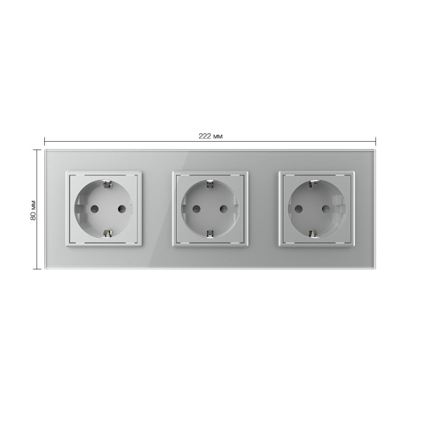 Розетка 3 модуля Серая Livolo Розетка 3 модуля Серая Livolo