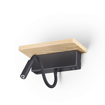 Настен.св-к LED 8W 560Лм 3000К USB зарядка WOODY св.дерево/дерево ODEON LIGHT