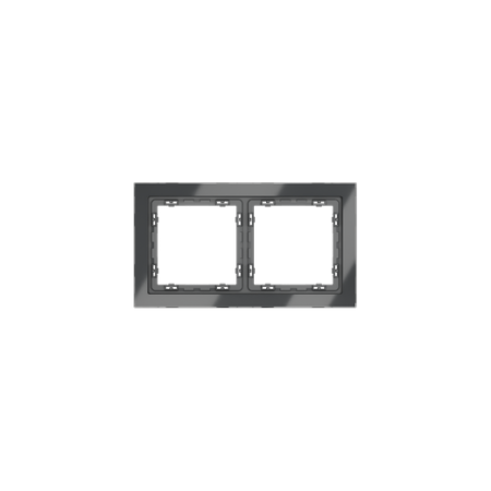 Рамка стеклянная Voltum S70 на 2 поста, (графит, стекло)