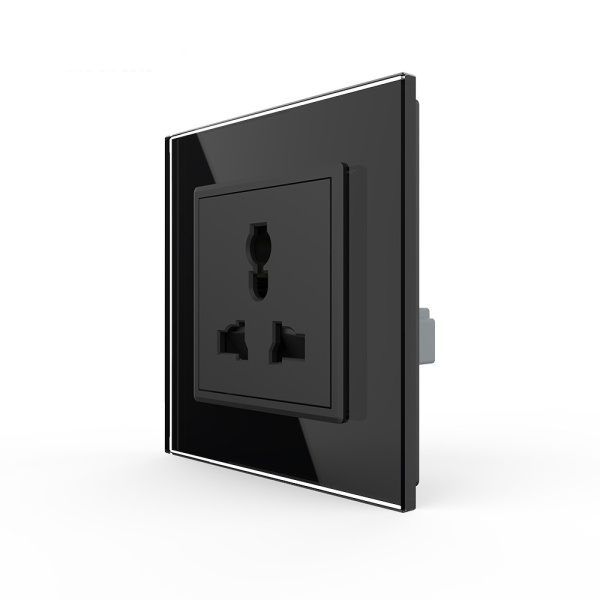 Розетка электрическая универсальная 16А 1 пост, цвет черный Livolo Розетка электрическая универсальная 16А 1 пост, цвет черный Livolo