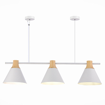 Светильник подвесной Белый/Белый, Светлое дерево E14 3*40Вт SLE125103-03 EVOLUCE