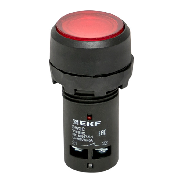 Кнопка SW2C-10D с подсветкой красная NC 230В PROxima EKF