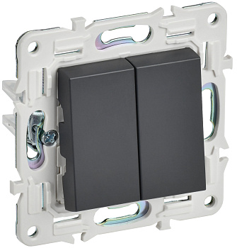 SKANDY Выключатель 2-клавишный проходной 10А SK-V05T титан IEK