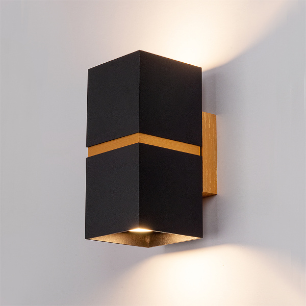 Светильник настенный интерьерный 2xMR16 GU10 квадрат черный IP20 General