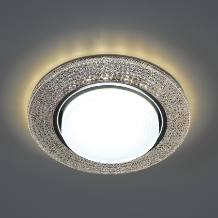 Св-к встр.с белой LED подсветкой Feron CD4046 потолочный GX53 без лампы, прозр., хром
