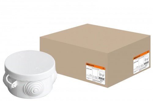 Распаячная коробка ОП D65х40мм, крышка, IP54, 4вх. инд. штрихкод TDM
