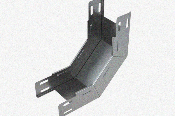 Лоток замковый глухой КПЗГ 150х100-90 УТ1,5 для поворота трассы вверх на 90, оцинкованный лист, S1,0