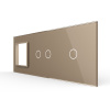 Панель для розетки и двух сенсорных выключателей, 3 клавиши (2+1), цвет золотой, стекло Livolo