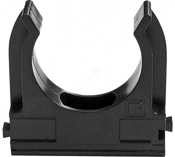 Крепёж-клипса для труб Полистирол черная d16 мм в малой упаковке (10шт/1000шт уп/кор) Промрукав