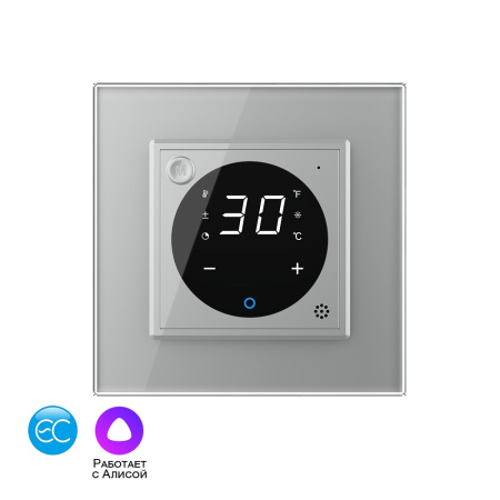 Умный терморегулятор пола EC 16А, сенсорное управление, датчик воздуха, 1 пост, цвет серый Livolo