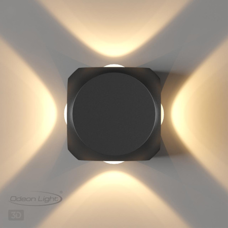 Настенный св-к IP54 LED 8W 716Лм 3200K MIKO черн/металл ODEON LIGHT