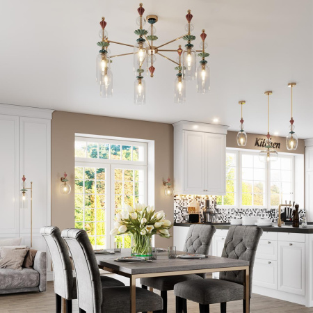 Бра E14 1*40W BIZET золото/разноцветн./керамика/стекло ODEON LIGHT