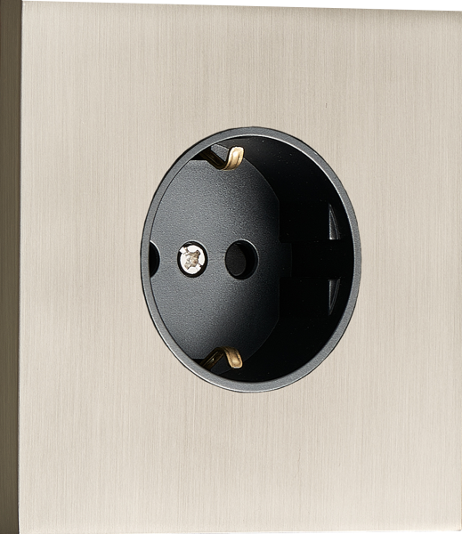 Donel N96 Розетка Schuko с заземлением, со шторками 16A 250 В~, Никель, серия DT Donel N96 Розетка Schuko с заземлением, со шторками 16A 250 В~, Никель, серия DT