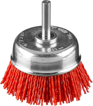Профессионал. Щетка чашечная для дрели, нейлоновая проволока с абразивным покрытием, 63мм ЗУБР