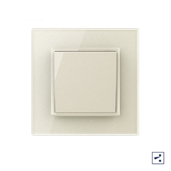 Одноклавишный проходной механический выключатель 1 пост, цвет жемчужный Livolo