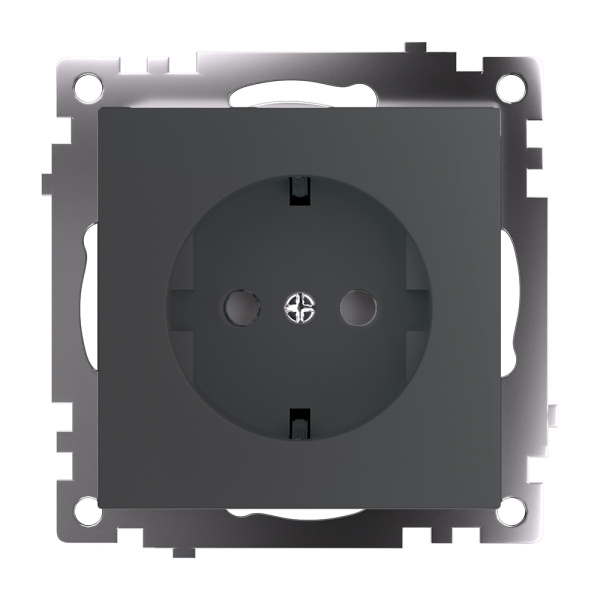 Розетка 1-местная с защитной шторкой с/з (механизм), 250В, 16А, серия Катрин, графит, GLS16-7110-06 STEKKER Розетка 1-местная с защитной шторкой с/з (механизм), 250В, 16А, серия Катрин, графит, GLS16-7110-06 STEKKER