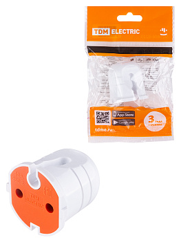 Кабельная розетка б/з белая с красной вставкой 10А 250B белая TDM