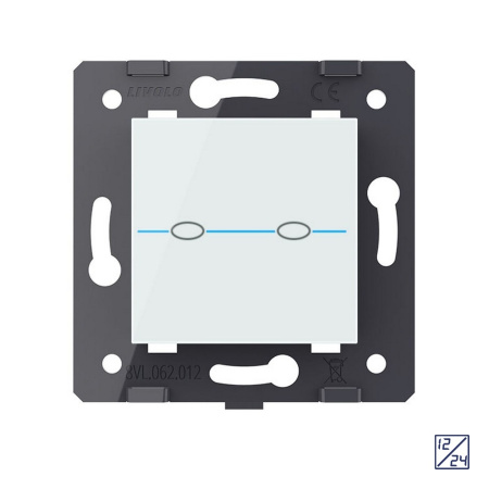 Выключатель Quadro 2 клавиши 12/24В Белый (механизм) Livolo