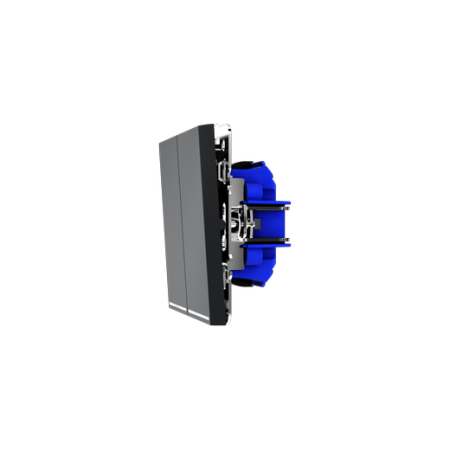 Выключатель встраиваемый Voltum S70 двухклавишный с подсветкой 10А, (графит)