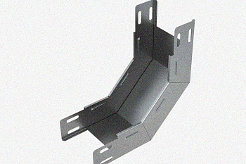 Лоток замковый глухой КПЗГ 200х65-45 УХЛ1 для поворота трассы вверх на 45, оцинкованный лист, S1,0