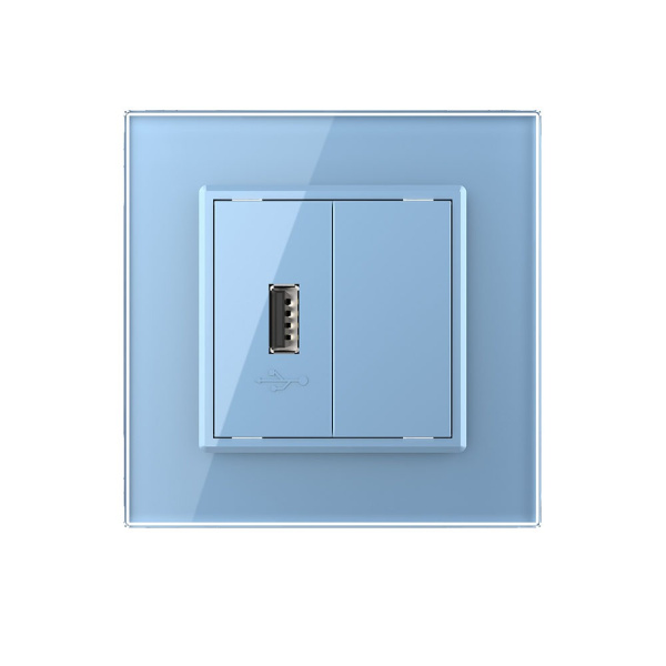 Розетка USB с блоком 5В 2.1А Синяя Livolo Розетка USB с блоком 5В 2.1А Синяя Livolo