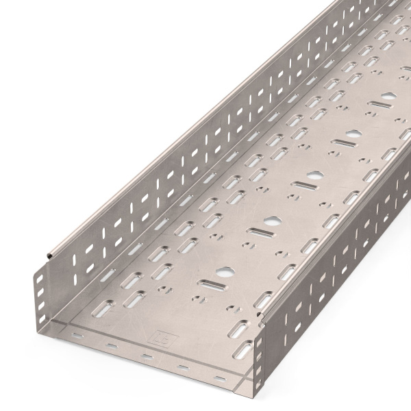 Лоток перфорированный Стандарт INOX (AISI 409) 300х100х3000 (0,8 мм) (6 м/уп) Промрукав