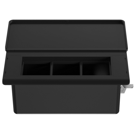 Donel Настольный встраиваемый розеточный блок с откидной крышкой 6 мод. (3 мод. 45х45), черный