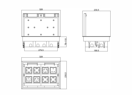 Donel Лючок в пол 16 мод. (8 мод. 45х45 мм.), крышка ABS +гальванизированная стальная вставка