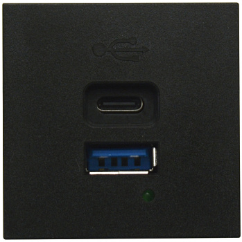 Donel USB зарядное устройство, 4.2A, 65W, Type A + C, 2 мод., черн. матовая (45х45мм)