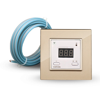 Терморегулятор Welrok AZ Wi-Fi для рамки LIVOLO с электронным управлением, датчик пола 3 м, цвет белый с золотой рамкой