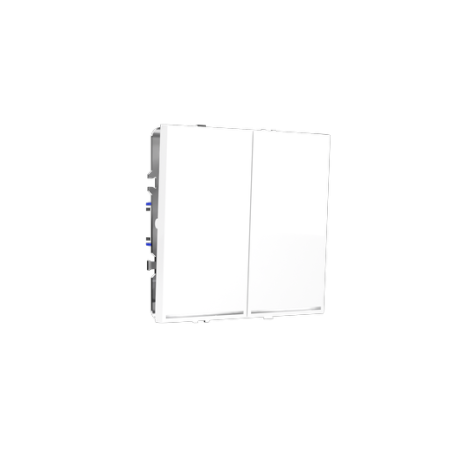 Проходной переключатель встраиваемый Voltum S70 двухклавишный с подсветкой 10А, (белый глянцевый)