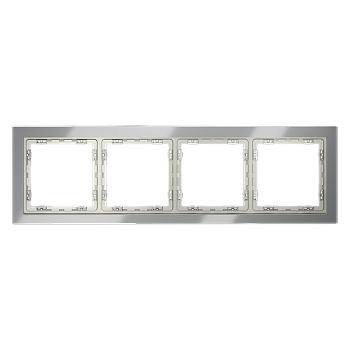 Рамка стеклянная Voltum S70 на 4 поста, (сталь, стекло)