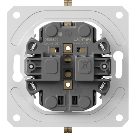 Donel механизм розетки двойной Schuko с заземлением 16А 250 В~ на винтах, серия DB